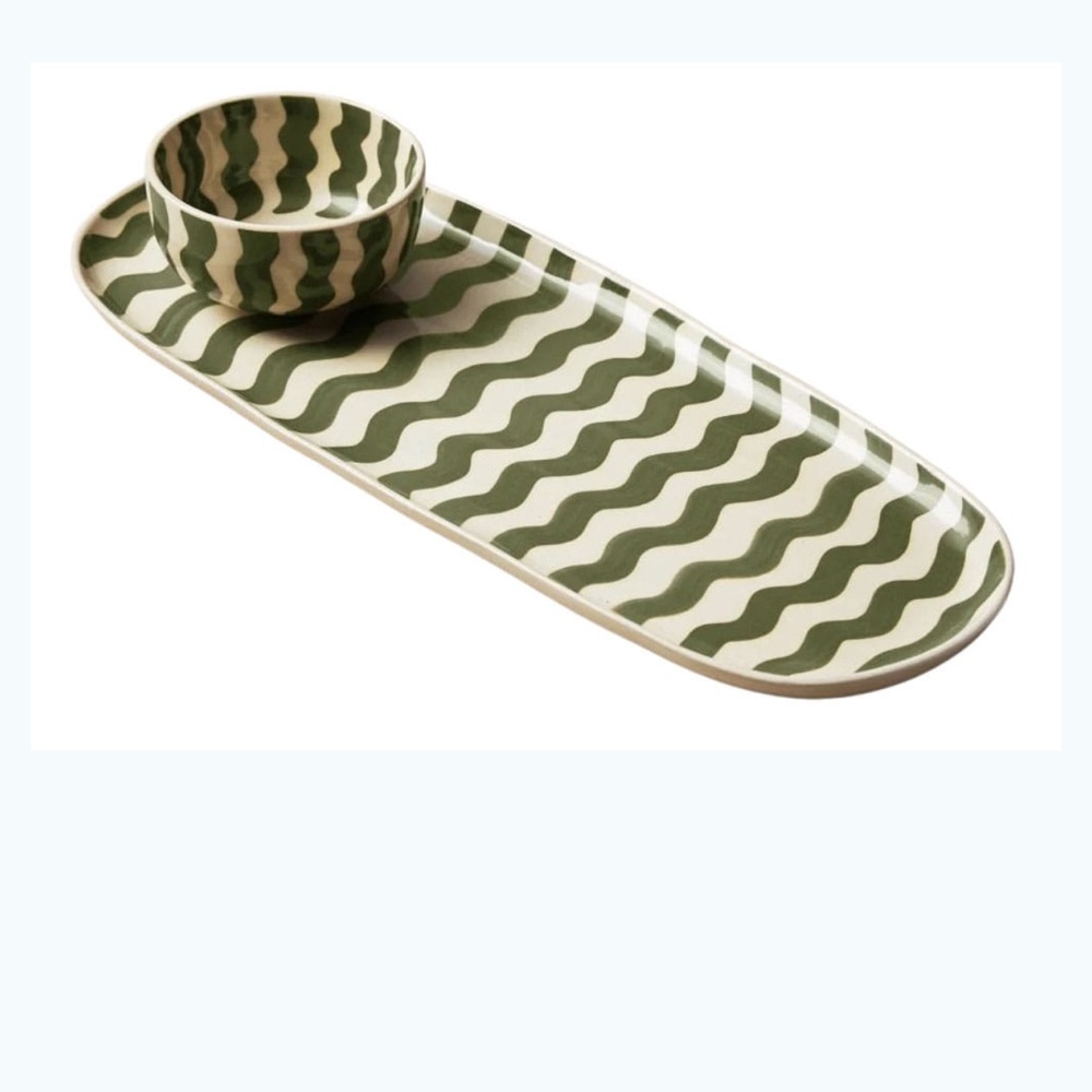 ASOKE Wave Platter & Bowl Set - Olive -